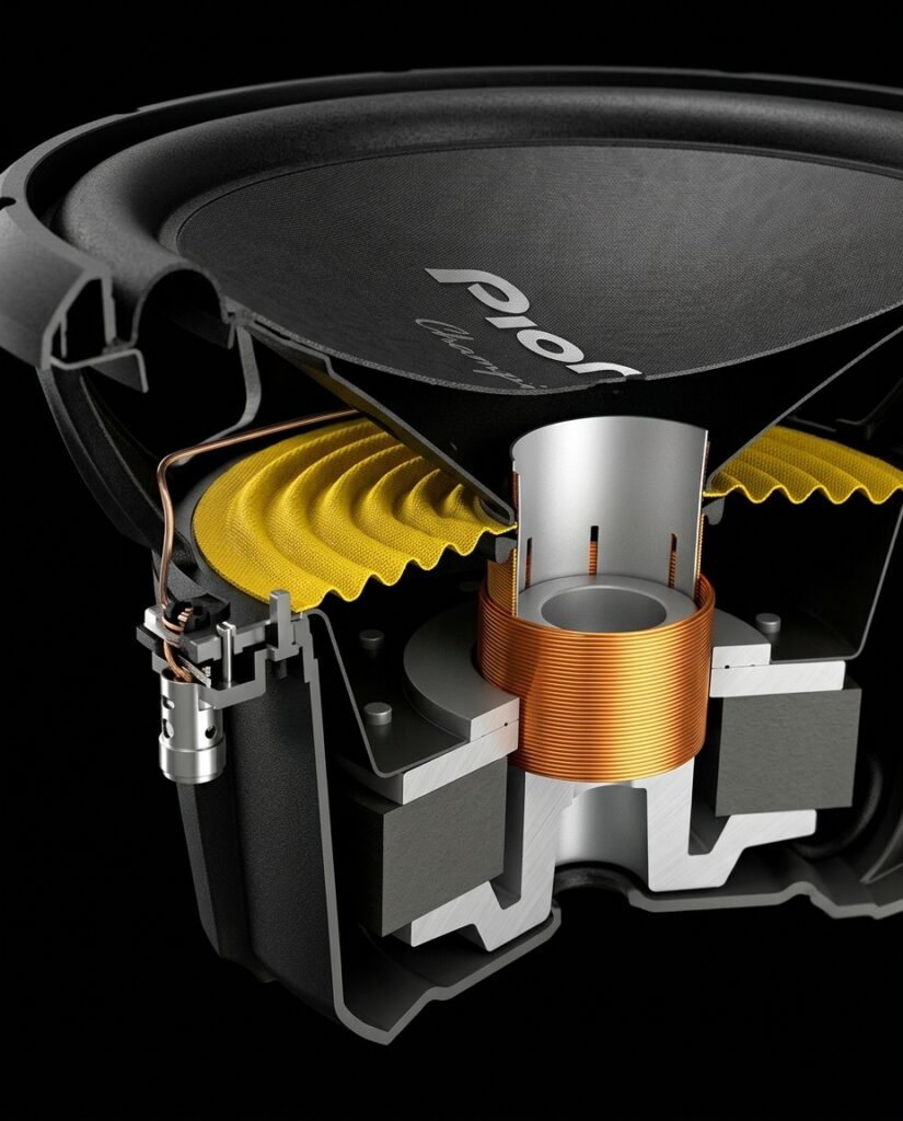 Poinner Subwoofer installed in car trunk delivering powerful bass