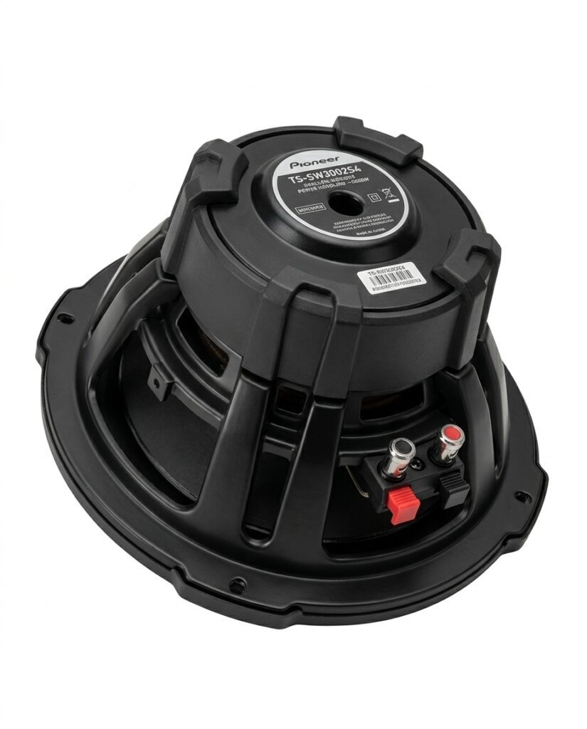 Poinner Subwoofer rear panel showing connections and specifications